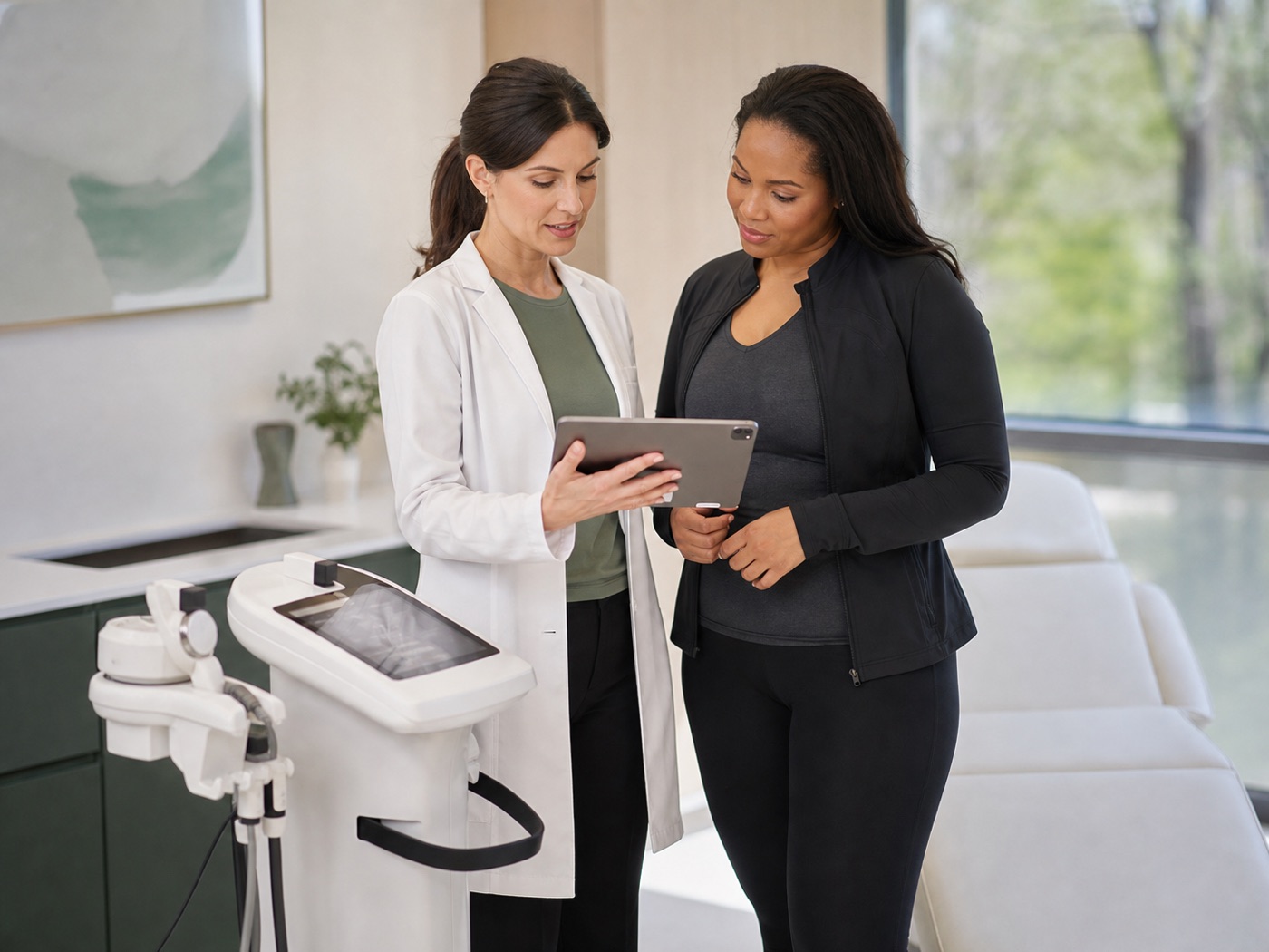 Clinician reviewing a body wellness plan with a ReShape patient